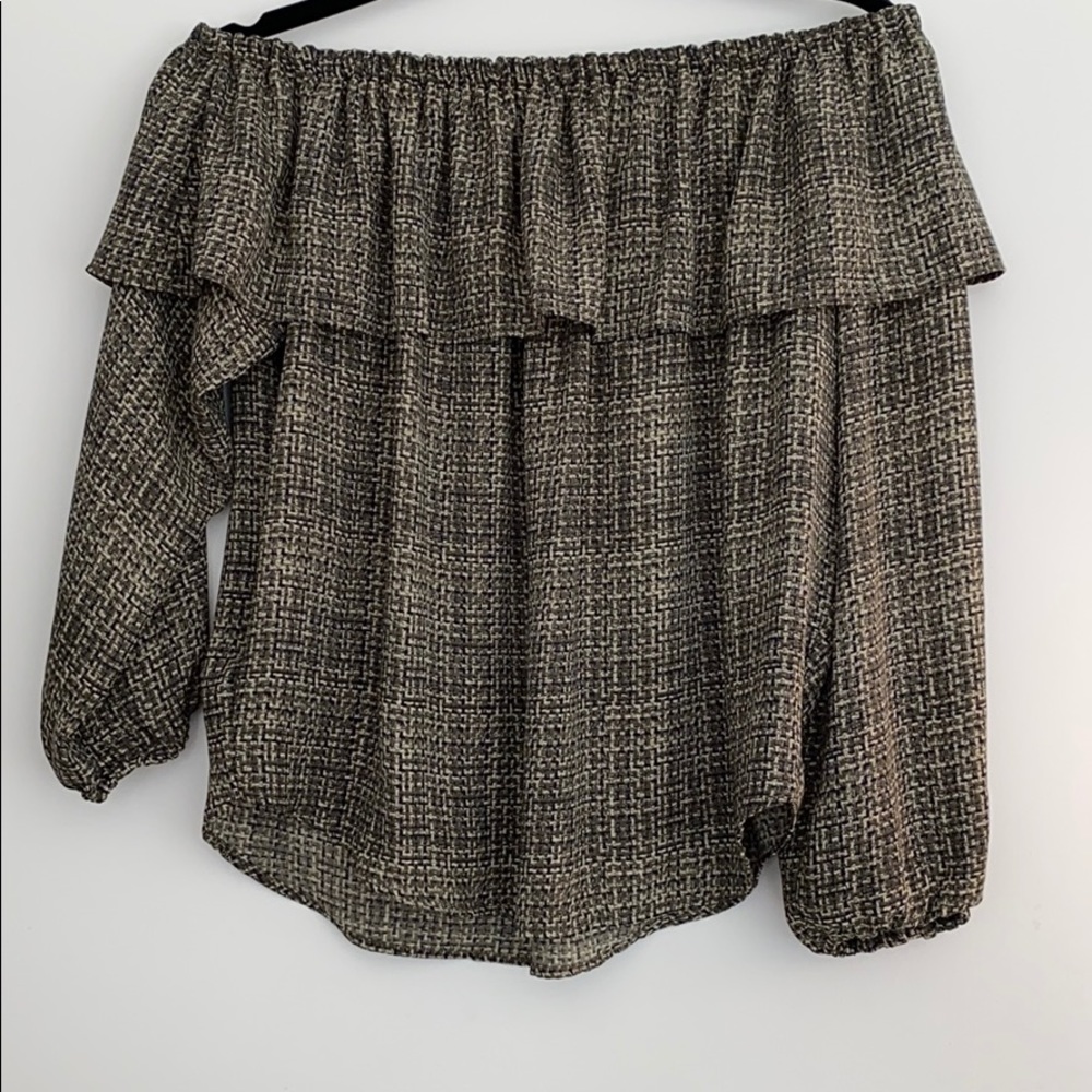 Shoulderless long sleeve Ann Taylor blouse.